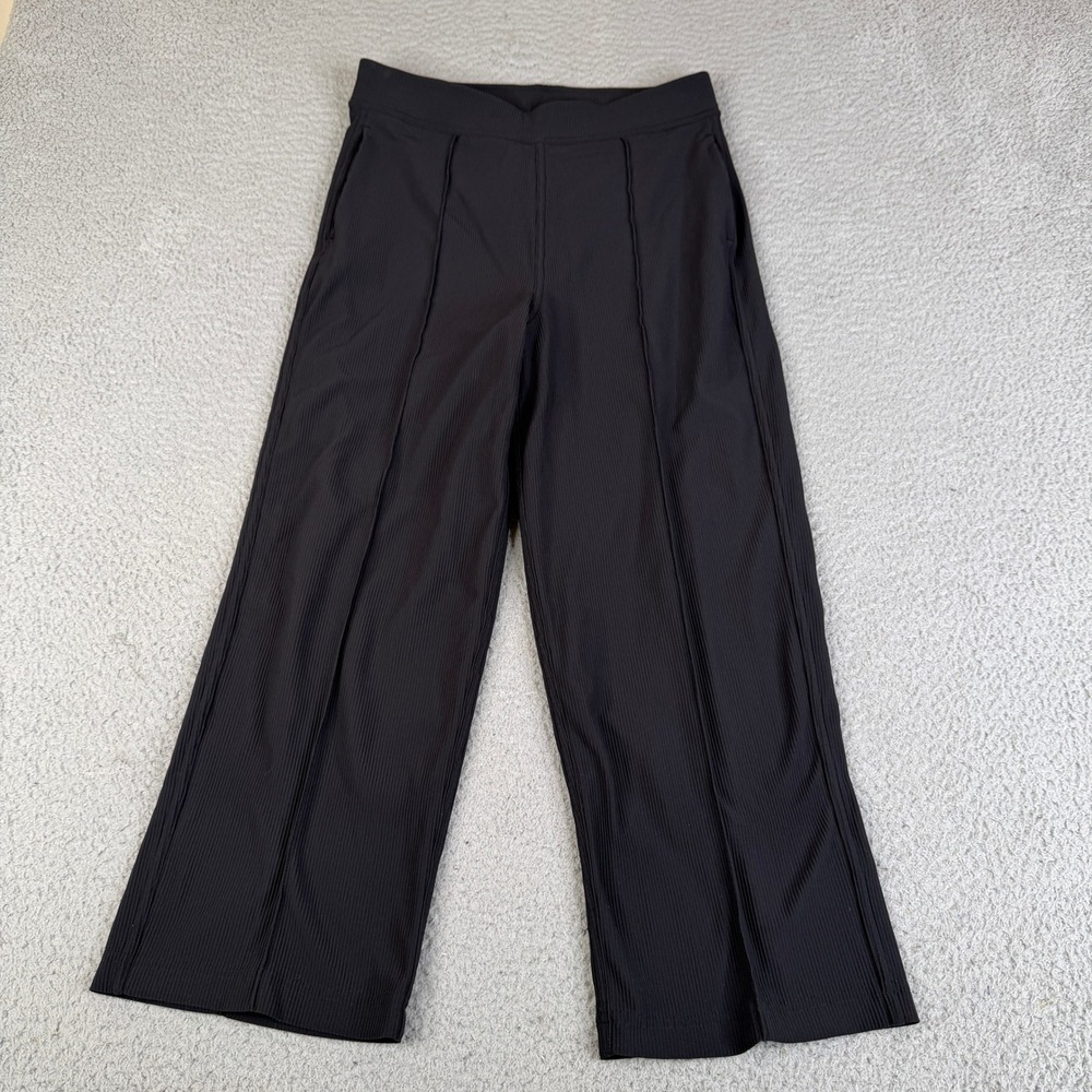 Lululemon Pants Womens 8 Black Ribbed Wide Leg High Rise W5CJ6S Urban Stride